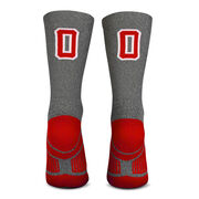 Team Number Woven Mid-Calf Socks - Gray/Red