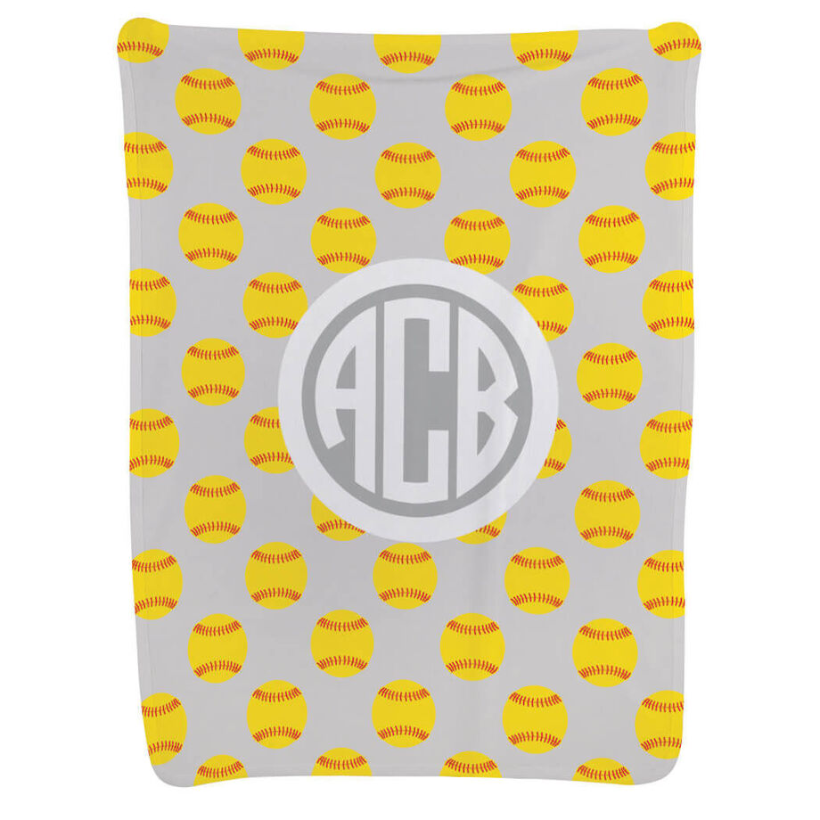 Softball Baby Blanket - Softball Pattern - Personalization Image