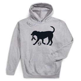 Soccer Hooded Sweatshirt - Soccer Dog [Adult Small/Gray] - SS