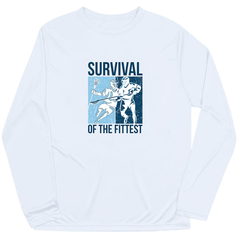 Guys Lacrosse Long Sleeve Performance Tee - Survival of the Fittest