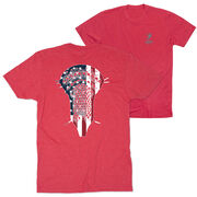 Guys Lacrosse Short Sleeve T-Shirt - Patriotic Stick (Back Design)
