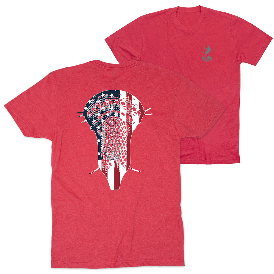 Guys Lacrosse Short Sleeve T-Shirt - Patriotic Stick (Back Design)
