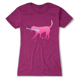 Girls Lacrosse Women's Everyday Tee - LuLa the Lax Dog (Pink)