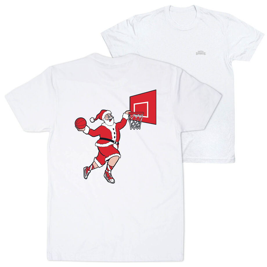Basketball Short Sleeve T-Shirt - Slam Dunk Santa (Back Design)