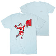 Basketball Short Sleeve T-Shirt - Slam Dunk Santa (Back Design)