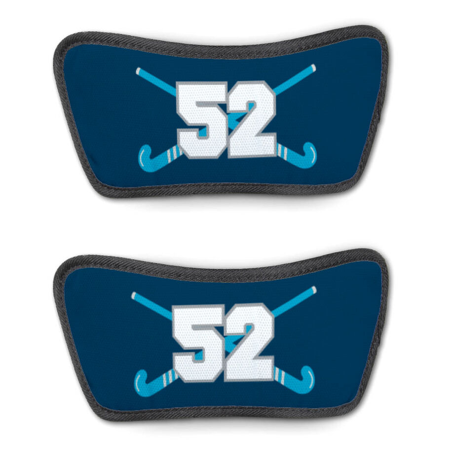 Field Hockey Repwell&reg; Sandal Straps - Crossed Field Hockey Sticks with Numbers - Personalization Image