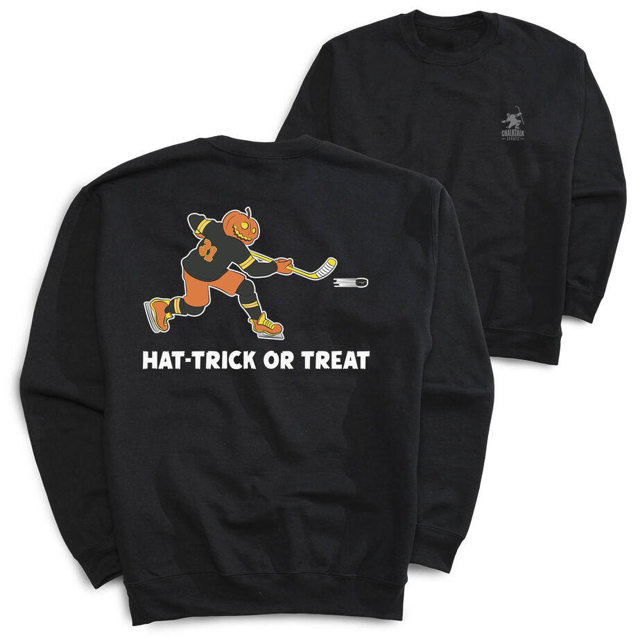 Hockey Crewneck Sweatshirt - Hat-Trick or Treat (Back Design)