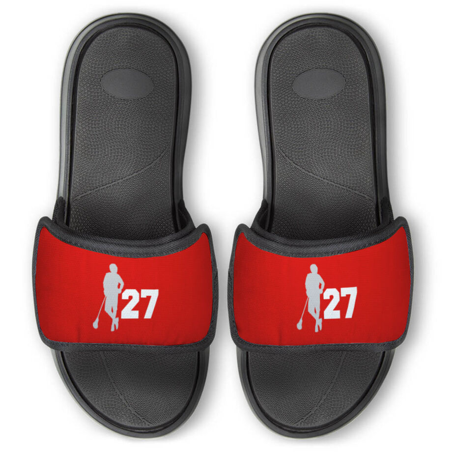 Guys Lacrosse Repwell&reg; Slide Sandals - Latitude Lax Player with Number