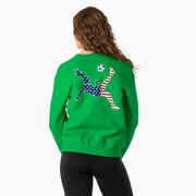 Soccer Crewneck Sweatshirt - Girls Soccer Stars and Stripes Player (Back Design)