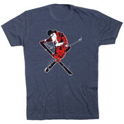 Skiing Short Sleeve T-Shirt - Freestyle Santa [Youth X-Large/Navy] - SS