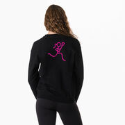 Girls Lacrosse Crewneck Sweatshirt - Neon Lax Girl (Back Design)