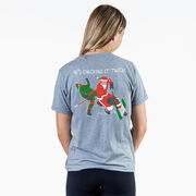Hockey Short Sleeve T-Shirt - He's Checking It Twice (Back Design) 
