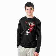 Guys Lacrosse Long Sleeve Performance Tee - Santa Laxer