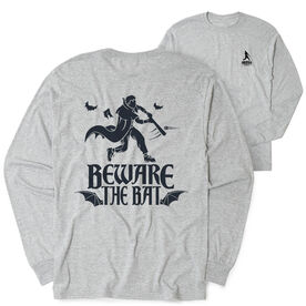 Baseball Tshirt Long Sleeve - Beware The Bat (Back Design)