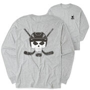 Hockey Tshirt Long Sleeve - Hockey Helmet Skull (Back Design)