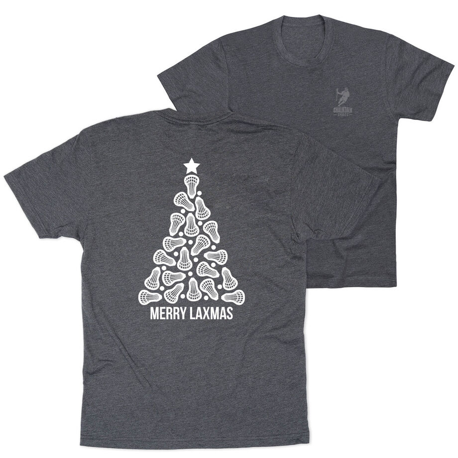Lacrosse Short Sleeve T-Shirt - Merry Laxmas Tree (Back Design)