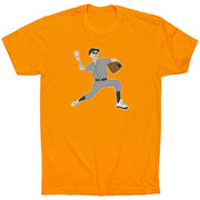 Baseball Short Sleeve T-Shirt - Baseball Bones [Adult Medium/Orange] - SS