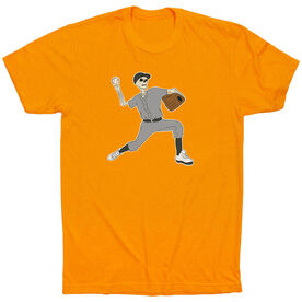 Baseball Short Sleeve T-Shirt - Baseball Bones [Adult Medium/Orange] - SS