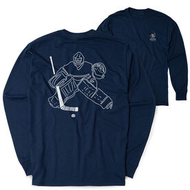 Hockey Tshirt Long Sleeve - Hockey Goalie Sketch (Back Design)