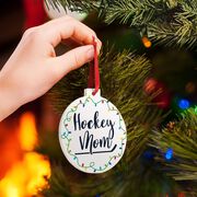 Hockey Round Ceramic Ornament - Hockey Mom
