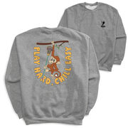 Guys Lacrosse Crewneck Sweatshirt - Play Hard, Chill Easy (Back Design)