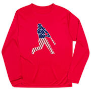 Baseball Long Sleeve Performance Tee - Baseball Stars and Stripes Player