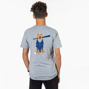 Baseball Short Sleeve T-Shirt - Dinger the Baseball Dog (Back Design)