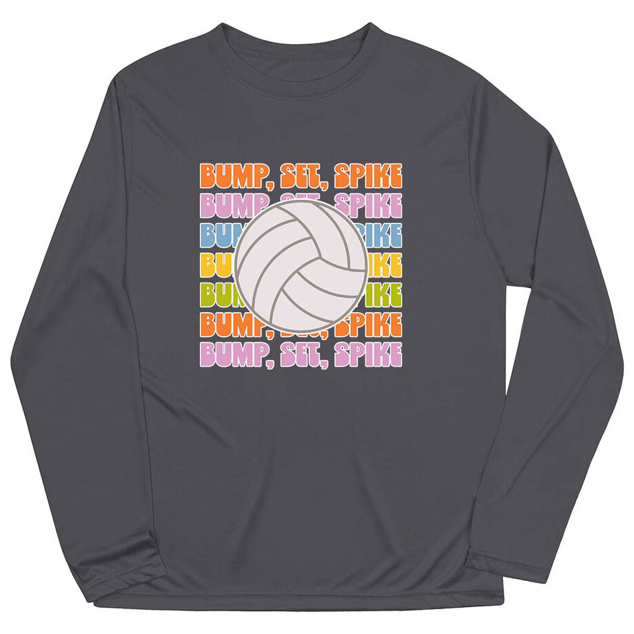 Volleyball Long Sleeve Performance Tee - Bump, Set, Spike