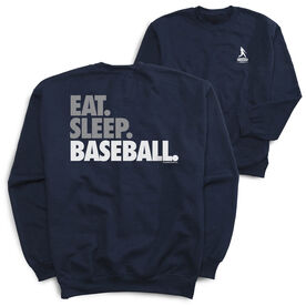 Baseball Crewneck Sweatshirt - Eat Sleep Baseball Bold Text (Back Design)