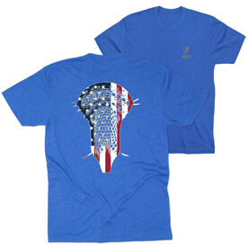 Guys Lacrosse Short Sleeve T-Shirt - Patriotic Stick (Back Design)