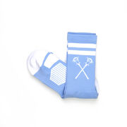 Guys Lacrosse Woven Mid-Calf Socks - Retro Crossed Sticks (Carolina/White)