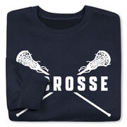 Girls Lacrosse Crewneck Sweatshirt - Lacrosse Crossed Girl Sticks