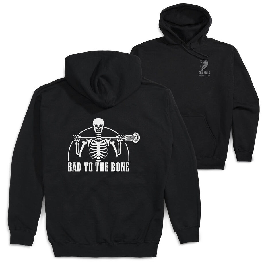 Guys Lacrosse Hooded Sweatshirt - Bad To The Bone (Back Design)