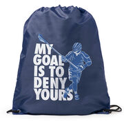 Guys Lacrosse Drawstring Backpack - My Goal Is To Deny Yours Defenseman