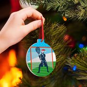 Lacrosse Round Ceramic Ornament - Santa Goalie