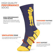 Basketball Woven Mid-Calf Socks - Player Jump shot (Navy/Maize)