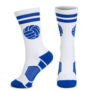Volleyball Woven Mid-Calf Socks - Ball (White/Royal)