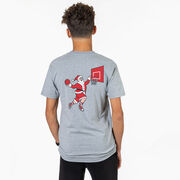 Basketball Short Sleeve T-Shirt - Slam Dunk Santa (Back Design)