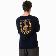 Guys Lacrosse Crewneck Sweatshirt - Play Hard, Chill Easy (Back Design)