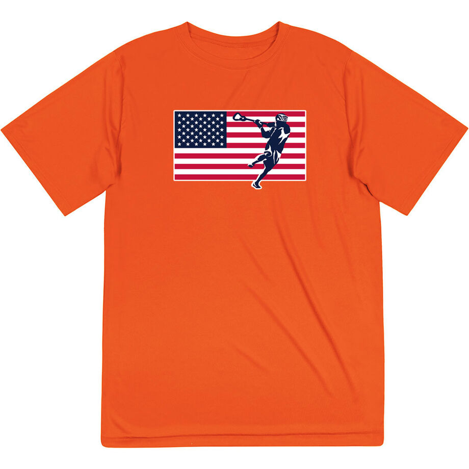 Guys Lacrosse Short Sleeve Performance Tee - Patriotic Lacrosse