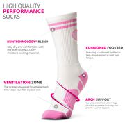 Tennis Woven Mid-Calf Socks - Crossed Racquets - Pink