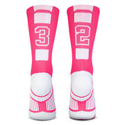 Team Number Woven Mid-Calf Socks - Pink