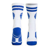 Volleyball Woven Mid-Calf Socks - Ball (White/Royal)