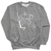 Hockey Crewneck Sweatshirt - Hockey Goalie Sketch