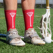 Lacrosse Woven Mid-Calf Socks - Single Stick (Red/White)