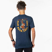 Guys Lacrosse Short Sleeve T-Shirt - Play Hard, Chill Easy (Back Design)