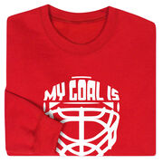 Hockey Crewneck Sweatshirt - My Goal is to Deny Yours Goalie Mask