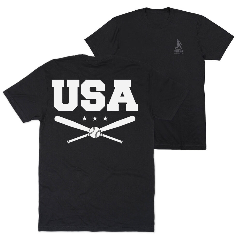 Baseball Short Sleeve T-Shirt - USA (Back Design)