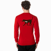 Guys Lacrosse Tshirt Long Sleeve - Max The Lax Dog (Back Design)