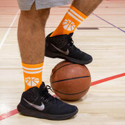 Basketball Woven Mid-Calf Socks - Ball (Orange/White)